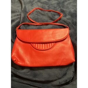 Vintage 70s Retro Purse Clutch Saddlebag Strap Red Leather Party Luxe Glam Bag